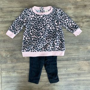 Tucker + Tate leopard top with moto leggings 0-3mo